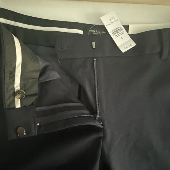 NEW Ann Taylor The Ankle Pant Curvy Fit Sz 8 Navy Blue Mid Rise Slim Stretch $89 - Picture 9 of 14